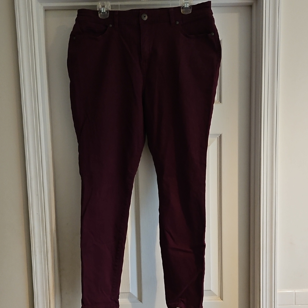 Style & Co. Deep Burgundy Skinny Jeans